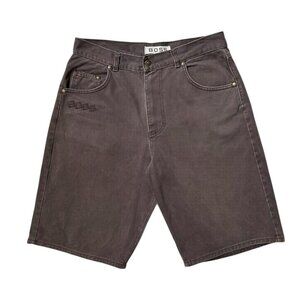 Y2K Vintage BOSS denim shorts baggy highwaisted faded brown wash streetwear.